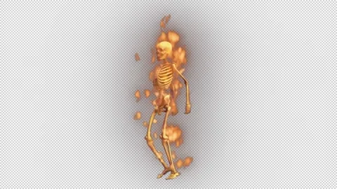 Seamless animation of a dancing burning skeleton isolated with alpha channel. Stock Footage 140741493