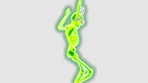 Seamless animation of a dancing dj skeleton with headphones isolated with alpha Stock Footage 279340482