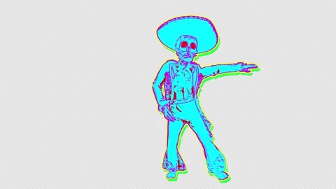 Seamless animation of a dancing mexican skeleton isolated with alpha channel. Video stock 286200705