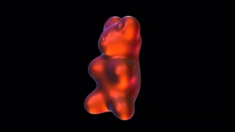 Seamless animation of a dancing red gummy bear isolated with alpha channel. Video stock 84841109