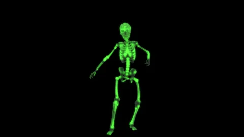 Seamless animation of a dancing skeleton isolated with alpha channel. Funny Stock Footage 132548624