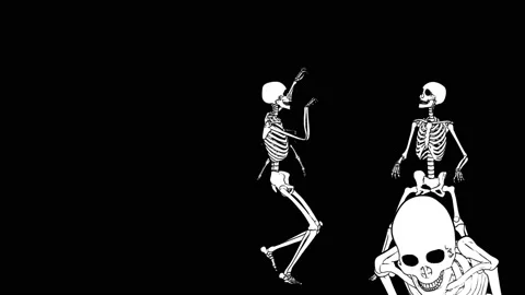 Seamless animation of a dancing skeleton printed drawn style cartoon. Funny 스톡 동영상 132887052
