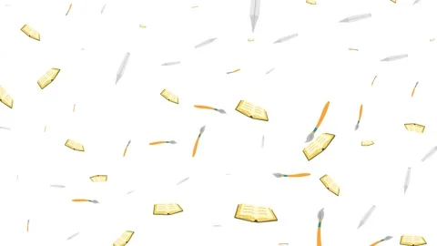 Seamless Animation of Educational Icons and School Supplies Pattern Background Stock Footage 346186049