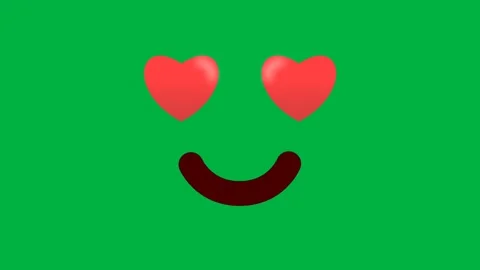 Seamless animation of fall in love and heart eye expression green screen Stock Footage 282535621