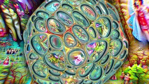 Seamless animation of geometric metallic bubble. Psychedelic virtual world Video stock 171957310
