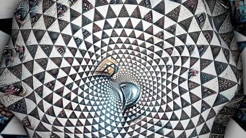 Seamless animation of geometric textured bubble. Psychedelic virtual world 스톡 동영상 171957370