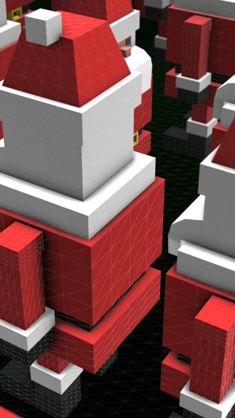 Seamless animation of geometric vertical video of santa pieces. Christmas funny Video stock 320501860