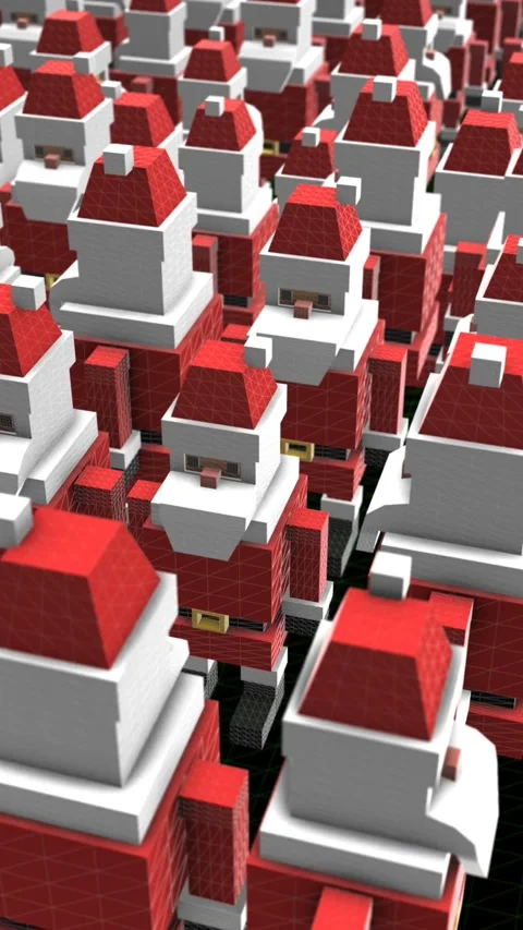 Seamless animation of geometric vertical video of santa pieces. Christmas funny Video stock 320603367