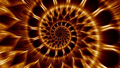 Seamless animation of a golden mandala pattern swirl. Geometric graphic spiral Stock Footage 340083866