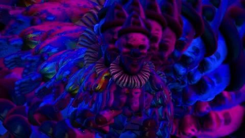 Seamless animation of a horror clown with echo effect. Scary background circus Video stock 142060975
