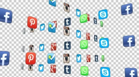 Seamless animation loop of popular social media app icons with Alpha channel Stock Footage 46412300