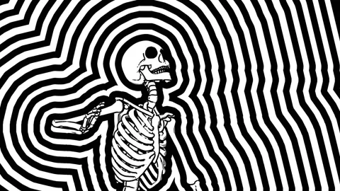 Seamless animation psychedelic dancing skeleton printed drawn style cartoon. Vidéo 132886804