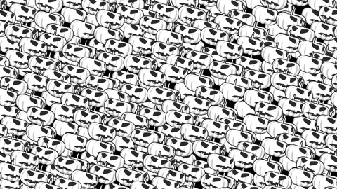 Seamless animation psychedelic pumpkins printed drawn style cartoon. Hypnotic Vidéo 135860528