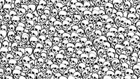 Seamless animation psychedelic skulls printed drawn style cartoon. Hypnotic Stock-Footage 127515108