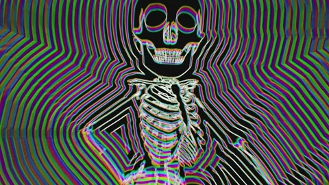 Seamless animation psychedelic walking skeleton. Hypnotic Halloween background Vidéo 282111099