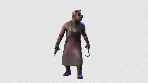 Seamless animation of psycho butcher attacking isolated with alpha channel. Stockbeeldmateriaal 161213520