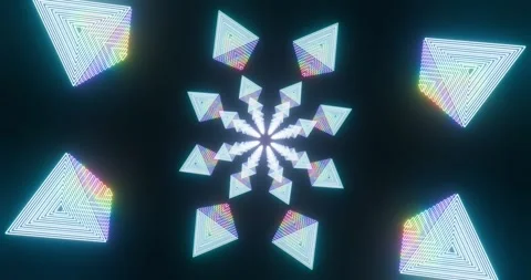 Seamless animation pulsating triangles shapes. Rainbow colors. Stock Footage 269677146