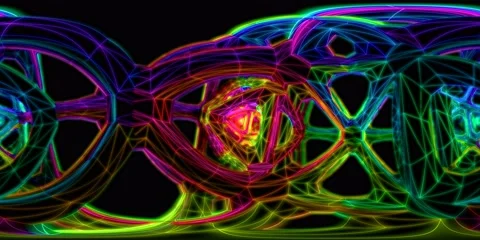 Seamless animation of rainbow lowpoly wireframe structure. Metaverse concept. 库存影片 185952382