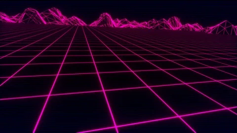 Seamless animation of retrofuturistic neon synthwave background of a grid Video stock 87976635