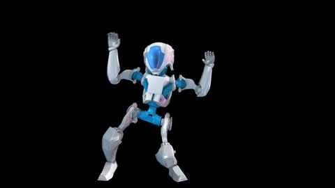 Seamless animation of a robot dancing hip hop isolated with alpha channel. Video stock 108026165