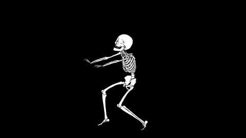 Seamless animation sexy dancing skeleton printed drawn style cartoon isolated Stock Footage 132733158