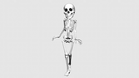 Seamless animation of a skeleton catwalking in printed drawn style cartoon Stock-Footage 137606808