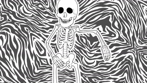 Seamless animation of a skeleton salsa dancing in printed drawn style cartoon Stock Footage 137607746