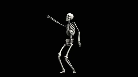 Seamless animation of skeletons dancing salsa in a cemetery at night. Funny Video stock 96681796