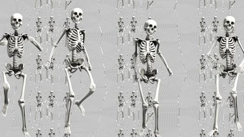 Seamless animation of skeletons dancing  with stroke effect. Funny halloween Stock-Footage 337944814
