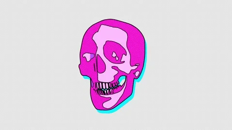 Seamless animation of a skull isolated with alpha channel. Funny cartoon Видео 153697153