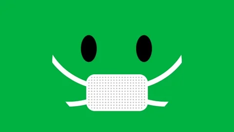 Seamless animation of sneeze expression on green screen with medical mask. .. Stock Footage 280133139