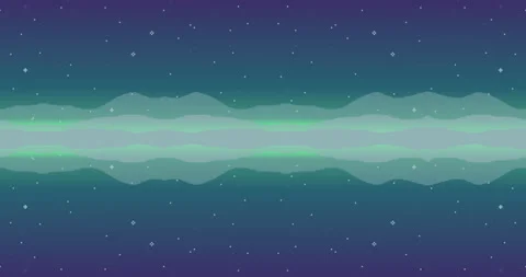 Seamless animation of starry night sky with flash. Vector retro futuristic Video stock 315527213