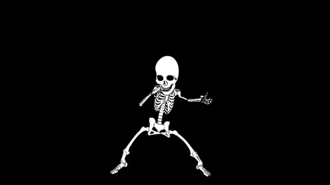 Seamless animation of a thriller dancing skeleton printed drawn style cartoon Video stock 132882670