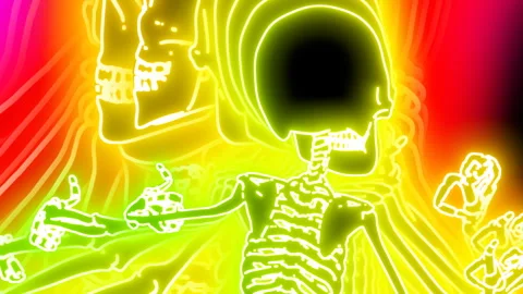 Seamless animation of a thriller dancing skeleton with echo effect. Funny Stockbeeldmateriaal 282793597