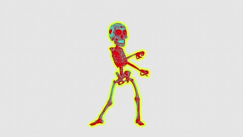 Seamless animation of a thriller dancing skeleton with cartoon effect. Funny Video stock 284428292