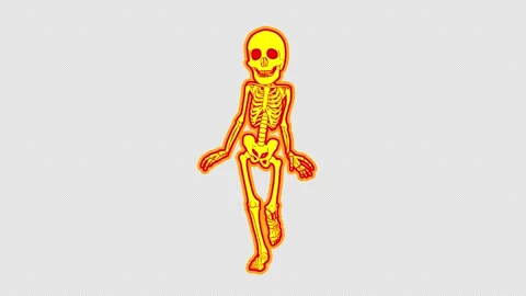 Seamless animation of a walking skeleton isolated with alpha channel. Funny Stock Footage 275596685