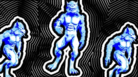 Seamless animation of  a werewolf dancing.  Funny background cartoon style with Stock Footage 306885890