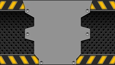 Seamless Animation of Yellow Warning Lines on Perforated Black Metal Background. Stock Footage 294878183