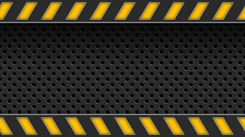 Seamless Animation of Yellow Warning Lines on Perforated Black Metal Background. Stock Footage 294878295