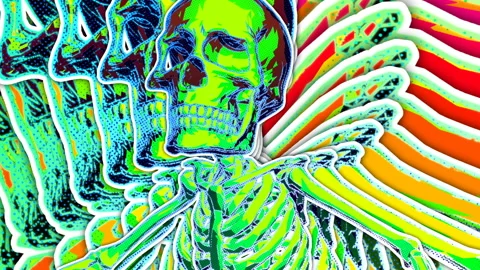 Seamless animation of a zombie walking skeleton with echo effect. Halloween Stock Footage 285139967