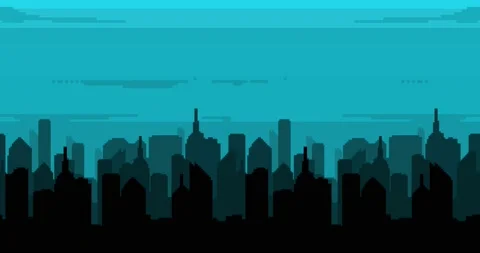 Seamless animation.Vector 80s. Retro sci-Fi. Pixel art 8bit retro game Video stock 148195717