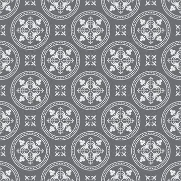 Seamless Antique Floral Elements Dark Pattern Stock Illustration