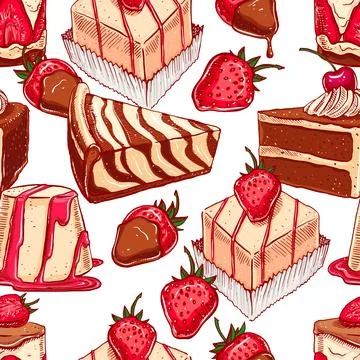 Seamless appetizing desserts Stock Illustration