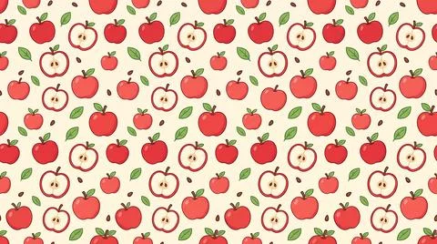 Seamless Apple Fruit Pattern on Light Background Stock Illustration
