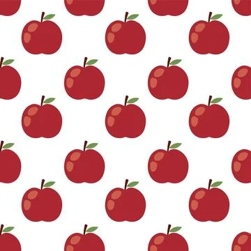 Seamless apple pattern in flat hand drawn style Stock Illustration