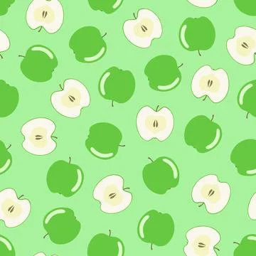 Seamless apple pattern - hand drawn design. Trendy summer background - bright Stock Illustration