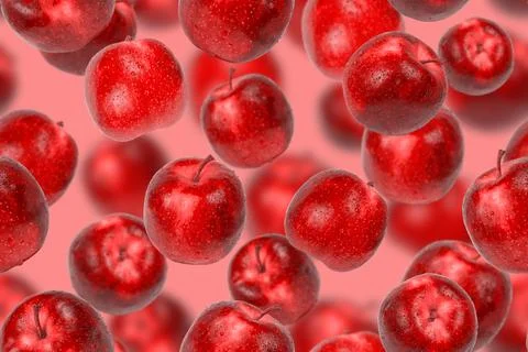 Seamless apple pattern. Red apples on a pink background. Stock Photos