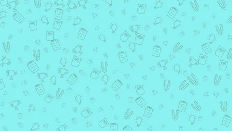 Seamless aqua background with doodle icons for education creativity and bus.. Видео 342475307