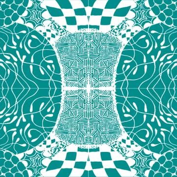 Seamless aqua tile with lacy patterns. Hand drawing in the style of sentangle Illustrazione stock