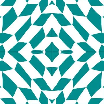 Seamless aqua tile with lacy patterns. Hand drawing in the style of sentangle Stock Illustration